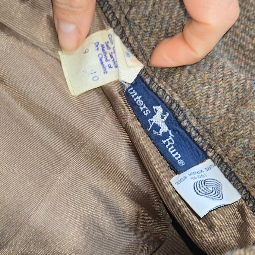 Vintage Hunters Run Brown wool tweed or herringbone skirt, size S/4 - Picture 5 of 8